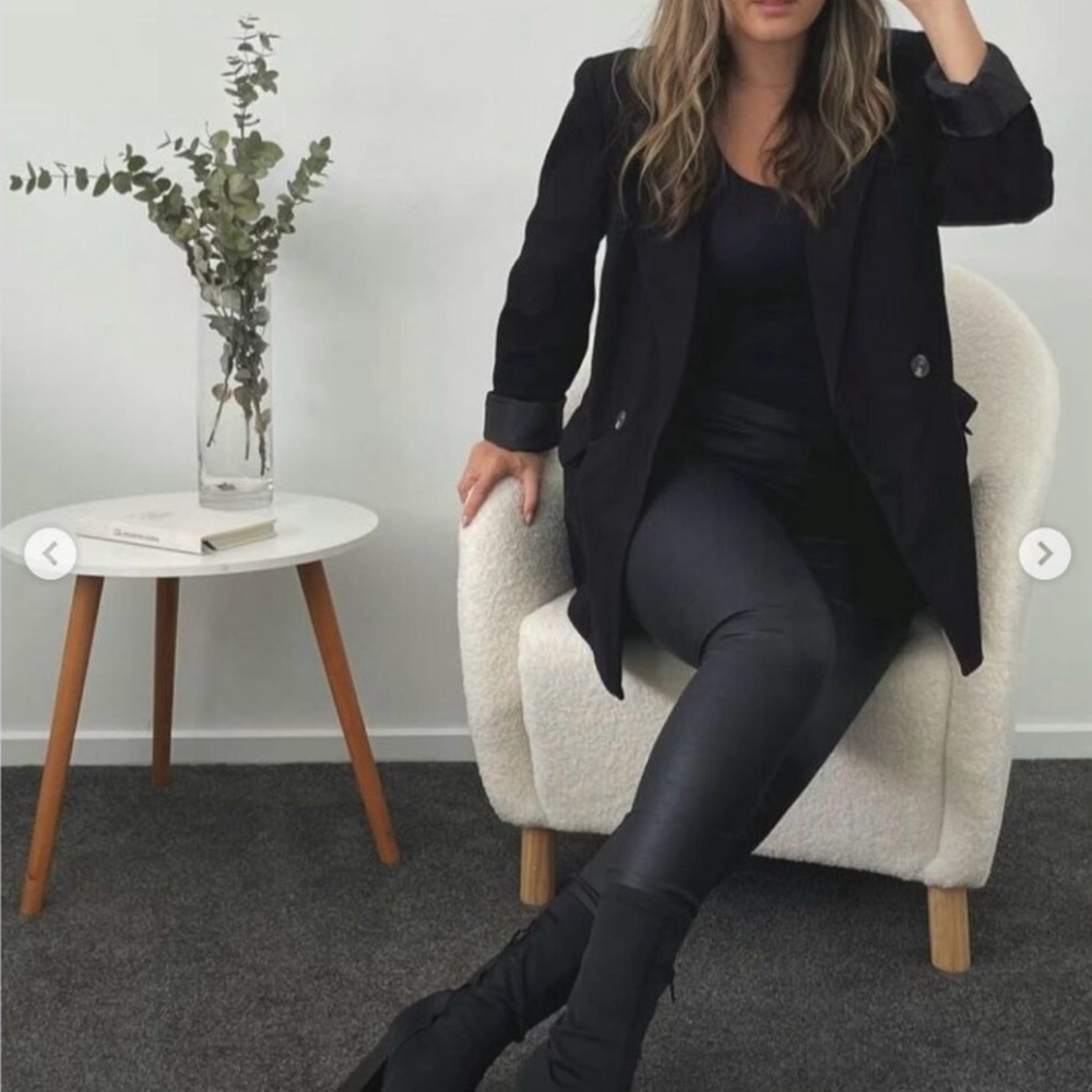 ❤️ NWT BEAUTIFUL ZARA DOUBLE BREASTED BLACK BLAZER SIZE MEDIUM. 4 BUTTON - Picture 4 of 13